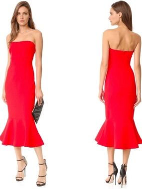 Cinq a Sept Luna strapless curvy fitted trumpet mermaid dress carmine red 2 NWT